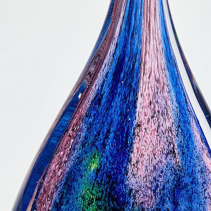Luxury Lane Hand Blown Abstract Hollow Tear Drop Sommerso Art Glass Sculpture for Home Decor 11.5 inch Tall Centerpiece Table Decoration
