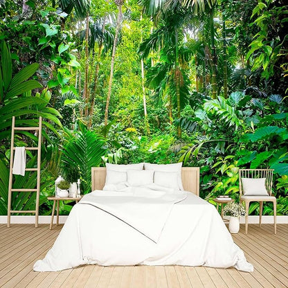 Tropical Rainforest Botanical Wallpaper Peel and Stick Wall Mural for Bedroom Living Room - 85"x118"