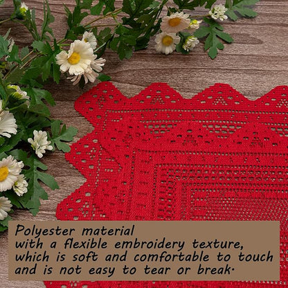 Jayla 2 Pcs Rectangle Lace Placemats for Tables Embroidered Lace Tablemats Vintage Crochet Floral Table Runner Vintage Wedding, Tea Party Decor,12x17 Inch