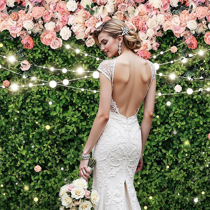 Riyidecor Flower Wall Backdrop Vinyl for Woman Green Leaves Plant Pink Rose Floral Blossom Spring Nature Botanical Birthday 10Wx8H Feet Girls Photography Background Birthday Photo Studio Shoot