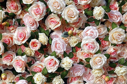 8×8 ft Artificial Pink Flower Wall Backdrop with Backdrop Stand, 2pcs 4×8 ft Panels, Assembly-Friendly Floral Backdrop for Weddings, Events, Studios & Window Displays