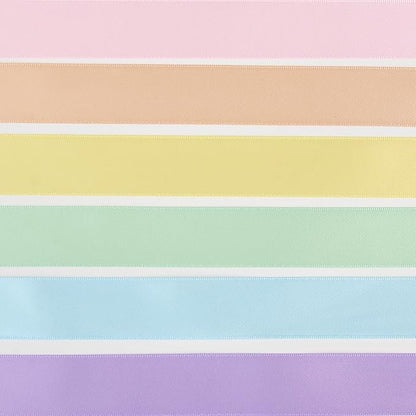 Pastel Ribbon 1 Inch Pastel Rainbow Satin Colorful Assorted Ribbon 6 Rolls for Gift Wrapping, Multicolor Flower Bouque Crafts Birthday Party Wedding - 60Yards