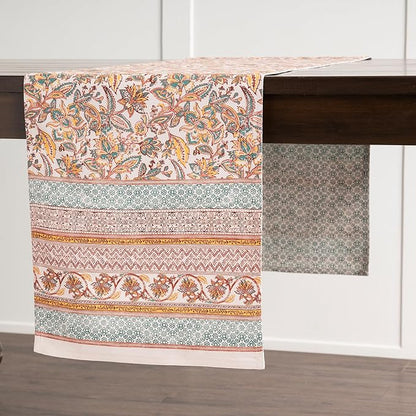 Maison d' Hermine Table Runner 100% Cotton Double Layer Table Runners 72 inches Long for Thanksgiving Christmas Decorations Home Kitchen Dining Party Wedding (Nila, 14.5" x 72")