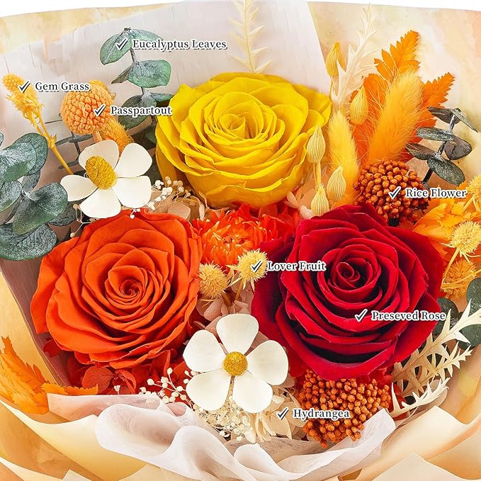 Flowers for Delivery Prime Forever Flowers Preserved Roses Bouquets Purple Flower Birthday Gifts for Women Valentine's Day Mothers Day Graduation