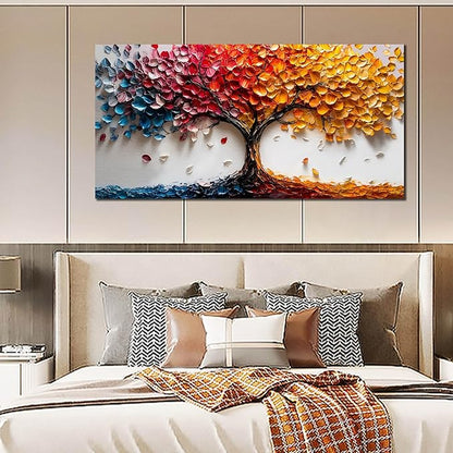 Colorful Tree Wall Pictures for Living Room - Modern Canvas Wall Art for Office - Bedroom Wall Decor for Women Size 29" x 59"