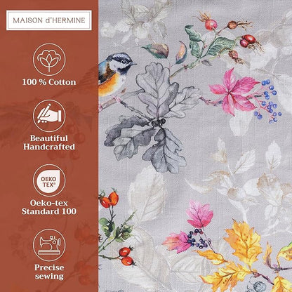 Maison d' Hermine Placemats Set of 4 100% Cotton Washable Cloth Place Mats, Reusable Table Mats for Thanksgiving Christmas Decorations Kitchen Dining Party Wedding (Equinoxe - Grey, 13" x 19")
