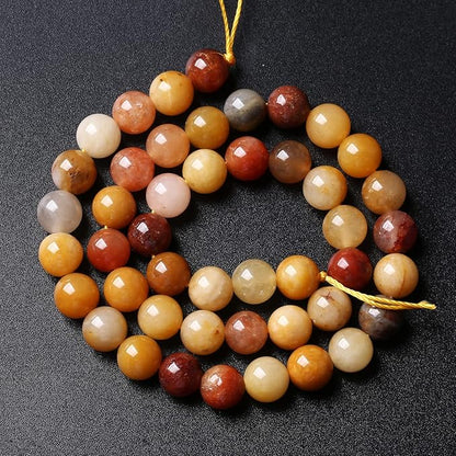 6MM 60PCS Natural Stone Golden Thread Jade Crystal Loose Beads for Jewelry Making DIY Bracelet Necklace 1 Strand 15’’