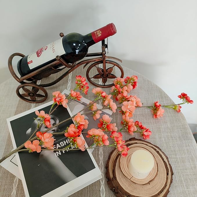 Artificial Cherry Blossom Branches, Faux Cherry Blossom Stems,4 Pcs Apple Blossom Branches,38 Inch Faux Branches for Home Wedding Table Vase Decor (4,Salmon Pink)