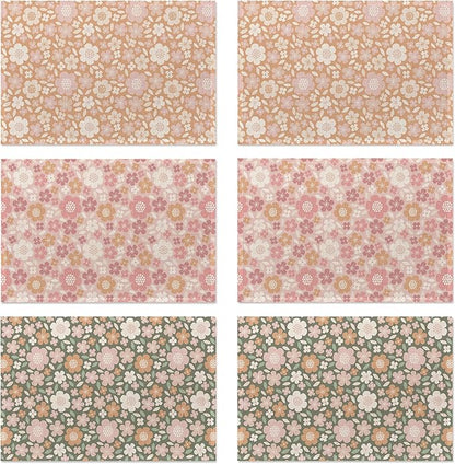 Spring Summer Flower Placemats Set of 6,Washable Heat Resistant 12×18 Inch Linen Table Mats Cute Floral Place Mats for Party Outdoor Dining Décor