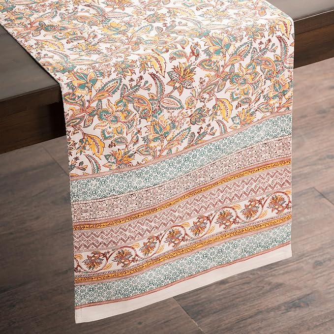 Maison d' Hermine Table Runner 100% Cotton Double Layer Table Runners 72 inches Long for Thanksgiving Christmas Decorations Home Kitchen Dining Party Wedding (Nila, 14.5" x 72")
