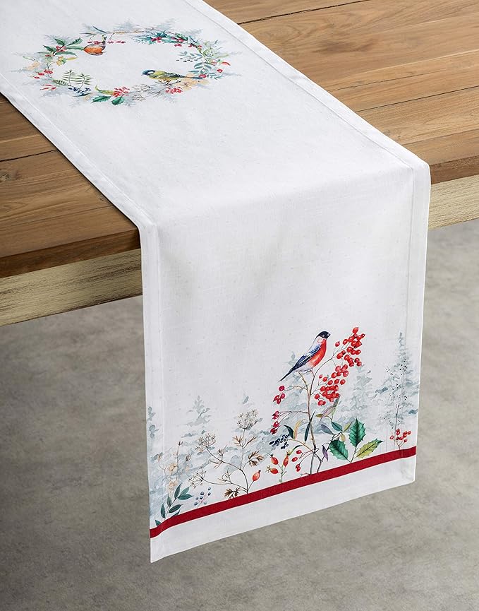 Maison d' Hermine Table Runner 100% Cotton Single Layer Table Runners 60 inches Long for Thanksgiving Christmas Decorations Home Kitchen Dining Party Wedding (Morzine, 14.5" x 60")