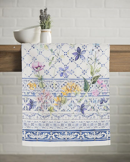 Maison d' Hermine Table Runner 100% Cotton Double Layer Table Runners 108 inches Long Decorative for Home Kitchen Dining Party Baby Shower Wedding Bridal Shower Spring Summer (Faience, 14.50" x 108")