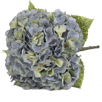2Bouquets Artificial Fake Flowers Plants Silk Hydrangea Arrangements Wedding Bouquets Decorations Plastic Floral Home Kitchen Garden Party Festival Bar DIY (Bluish Green)