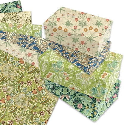 12 Sheets William Morris Wrapping Paper Set William Morris Gift Wrapping Paper 6 Design Green Vines and Flowers Pattern Paper for Flowers Themed Party Wedding Bridal Shower Baby Shower 20'' x 27''