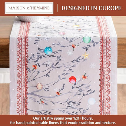Maison d' Hermine Table Runner 100% Cotton Single Layer Table Runners 72 inches Long for Thanksgiving Christmas Decorations Home Kitchen Dining Party Wedding (Fairy Christmas, 14.5" x 72")