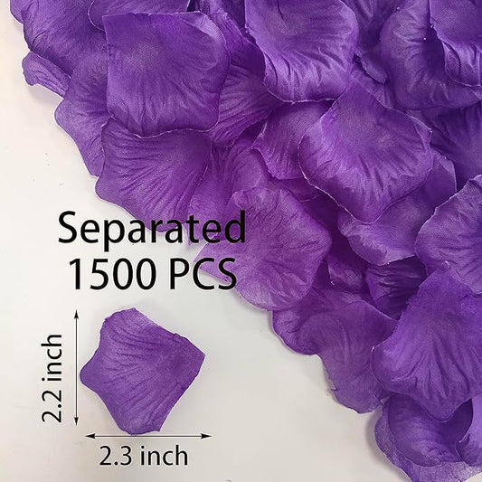 1500 PCS Separated Artificial Purple Rose Petals for Romantic Night for her Set,Faux Purple Flower Petals for Flower Girl Weddings Valentine Day Party Romantic Decoration(Ready-to-use)