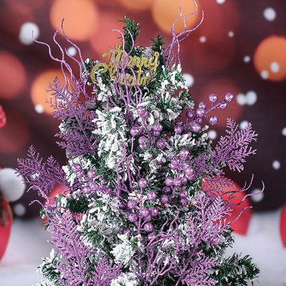 75 Pcs Christmas Glitter Branches 3 Styles Artificial Christmas Picks Berries Stems Pine Needles Floral Twig Spray for Xmas Tree Ornaments DIY Wreath Garland(Purple)