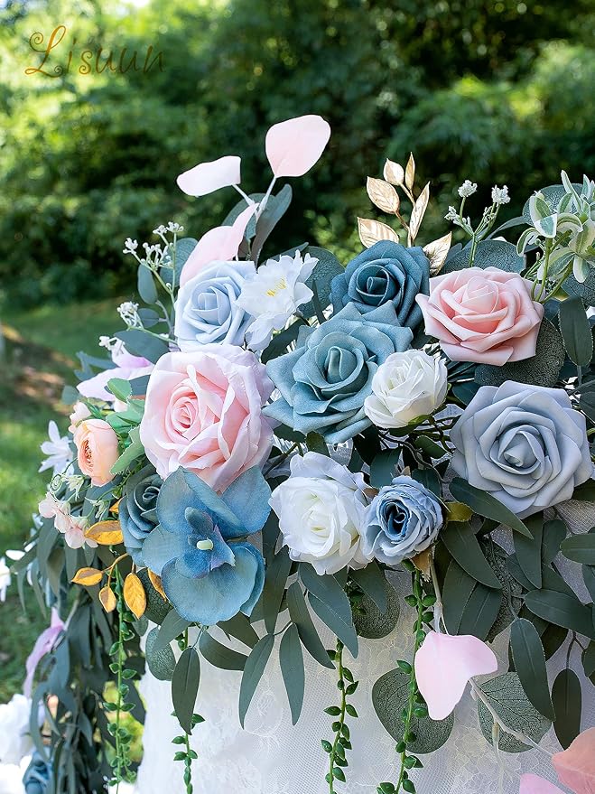 9FT Wedding Arch Flower Garland, Handmade Wedding Table Decorations,Head Table Floral Decor for Noble and Charming Wedding Ceremony