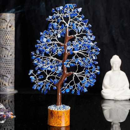Lapis Lazuli Crystal Tree of Life healing crystals Spiritual Blue Shelf Decorations & Crystal Decor Feng Shui Table Decor Gifts for Men Dad & Boyfriend or Perfect Housewarming Home Accents Decor Gift