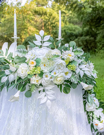 9FT Wedding Arch Flower Garland, Handmade Wedding Table Decorations,Head Table Floral Decor for Noble and Charming Wedding Ceremony