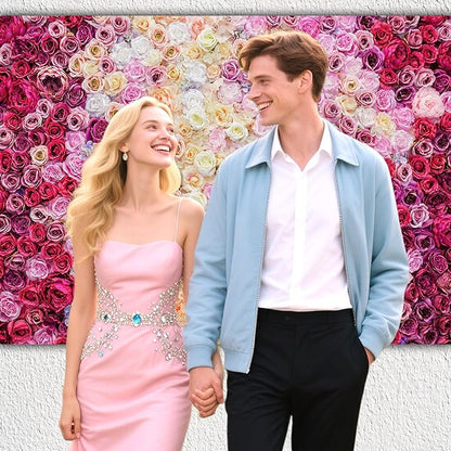 Rose Flower Wall Backdrop 9X6 ft Large Floral Photography Background for Indoor Outdoor Wedding Party Bridal Shower Baby Shower Engagement Shoot Photo Booth Decoration