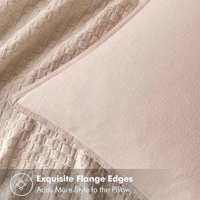 MIULEE Decorative Linen Euro Sham Pillow Covers 26x26 Light Pink Boho FarmhouseNeutral Couch Throw Pillows for Bed Pack of 2 Accent Modern Pillowcase Sofa Livingroom Home Decor