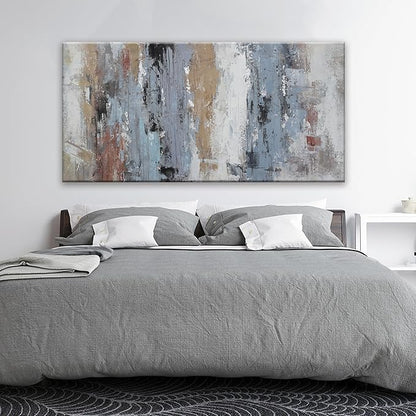 Abstract Wall Art Painting Modern Wall Decor Living Room Canvas Art Wall Decor Office Teal Blue White Wall Art Canvas Prints Artwork For Bathroom Kitchen Colorful Wall Decoration 24 X 48 Inch