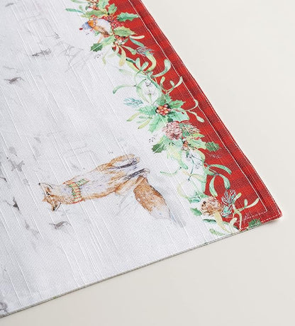 Maison d' Hermine Placemats Set of 4 100% Cotton Washable Cloth Place Mats, Reusable Table Mats for Thanksgiving Christmas Decorations Kitchen Dining Party Wedding (Christmas Tradition, 13" x 19")