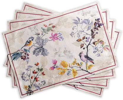 Maison d' Hermine Placemats Set of 4 100% Cotton Washable Cloth Place Mats, Reusable Table Mats for Thanksgiving Christmas Decorations Kitchen Dining Party Wedding (Equinoxe - Beige, 13" x 19")