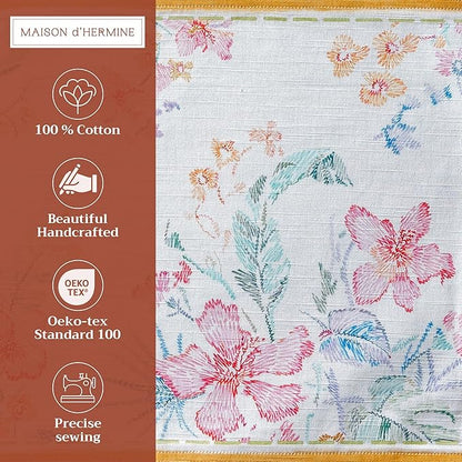 Maison d' Hermine Placemats Set of 4 100% Cotton Washable Cloth Place Mats, Reusable Table Mats for Kitchen Dining Decoration, Party, Wedding, Restaurant Spring/Summer (Paradise Island, 13" x 19")