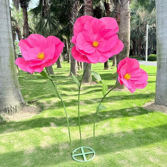 5.9 Ft Large Paper Artificial Flowers,Giant Flowers for Decoration,Standing Huge Handcrafted Poppy Flowers for Garden,Hotel,Office,Photography Props,Wedding,Art Gallery,Shop Window Display(Rose)