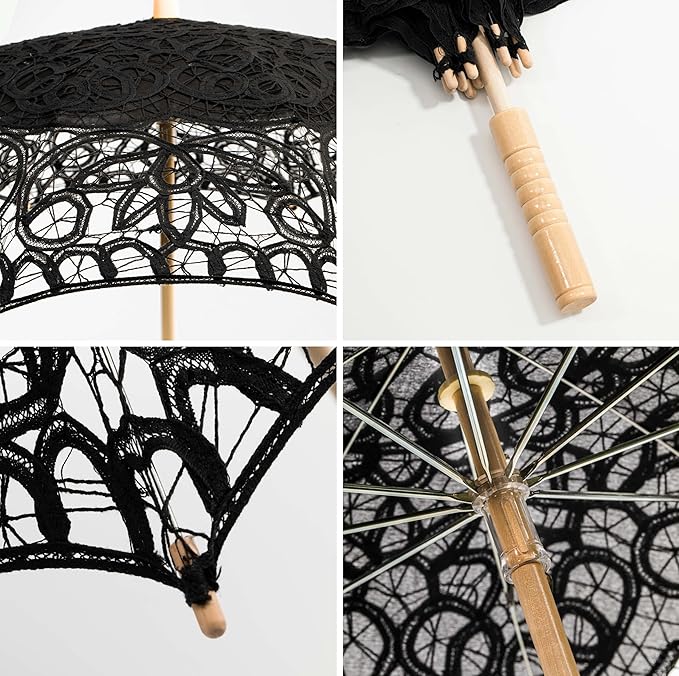 BABEYOND Lace Umbrella Parasol Vintage Wedding Bridal Umbrella for Decoration Photo Lady Costume Tea Party