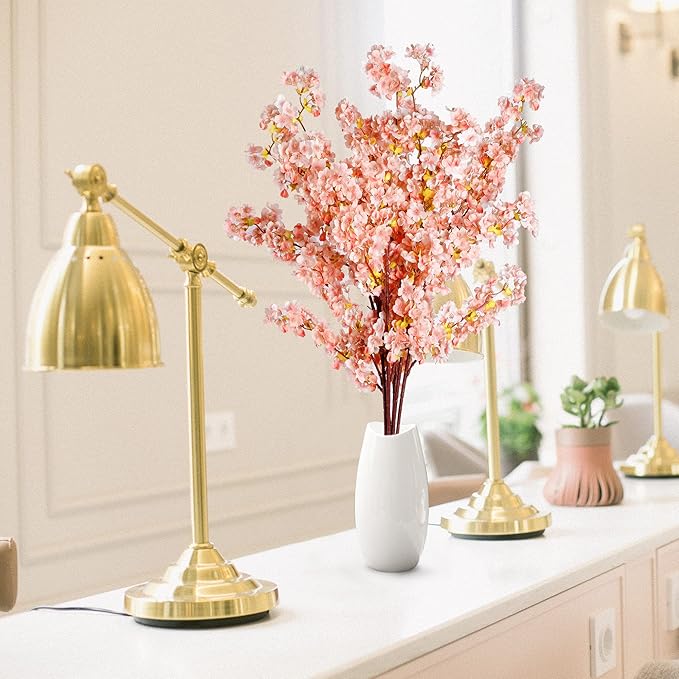 Sggvecsy Cherry Flower Branches Plum Blossom Artificial Flowers Branches 39 Inch Branches Flowers Tree Stems for Home Wedding Party Decor (3 Pcs, Pink)