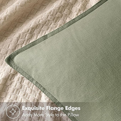 MIULEE Decorative Linen Euro Sham Pillow Covers 24x24 Sage Green Boho Farmhouse Neutral Couch Throw Pillows for Bed Pack of 2 Accent Modern Pillowcase Summer Sofa Livingroom Home Decor