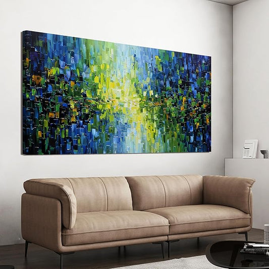Abstract Canvas Art Wall Decor Large Modern Wall Art For Living Room Canvas Wall Art Decor Green Abstract Wall Art Prints Large Blue Wall Art Decor Art Work for Walls Bedroom Office Decor 24" X 48"