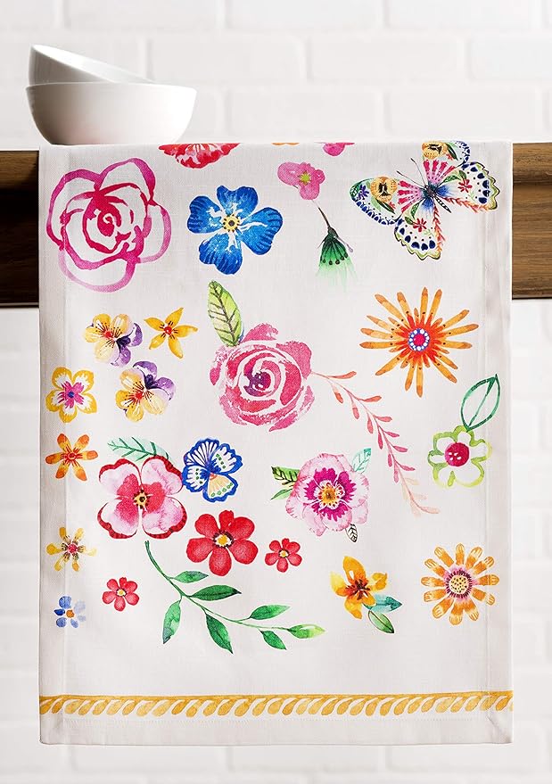 Maison d' Hermine Table runner 100% Cotton Single Layer Table Runners 72 inches long Decorative for Home Kitchen Dining Party Wedding Bridal Shower Spring Summer (Happy Florals - Sweety, 14.50" x 72")