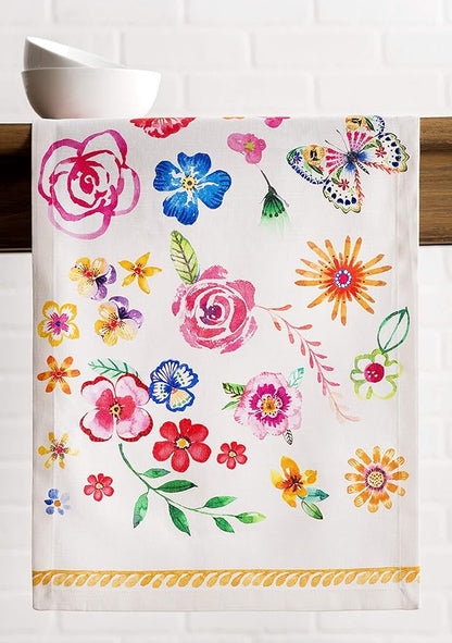 Maison d' Hermine Table runner 100% Cotton Single Layer Table Runners 72 inches long Decorative for Home Kitchen Dining Party Wedding Bridal Shower Spring Summer (Happy Florals - Sweety, 14.50" x 72")