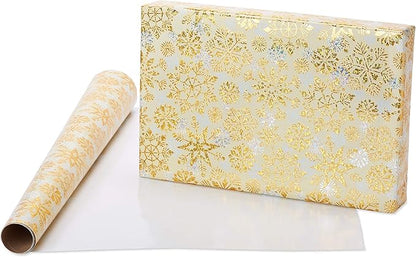 Papyrus Wrapping Paper Rolls for Christmas, Hanukkah, and All Holidays, Snowflakes Print and Metallic Silver (3 Rolls, 62.5 sq. ft.)