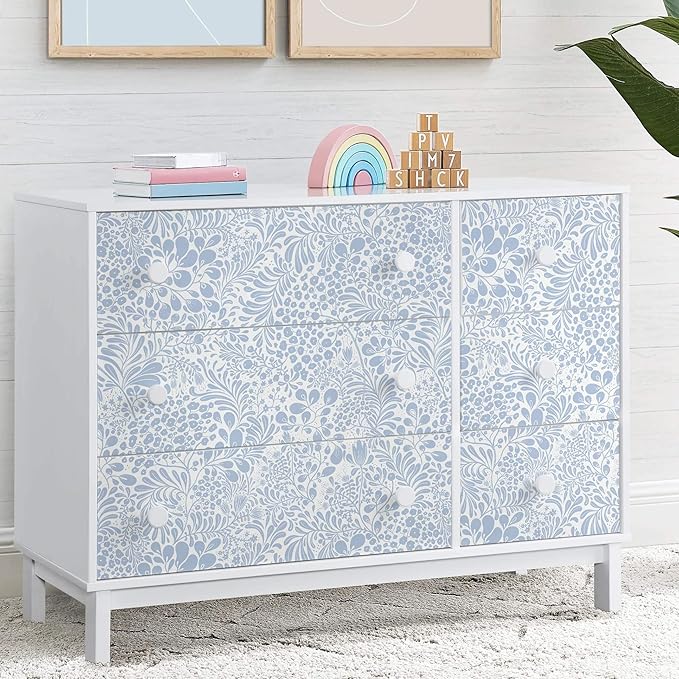 Heroad Peel and Stick Wallpaper Light Blue Floral Contact Paper 17.3''x393'' Boho Wall Paper Modern Removable Self Adhesive Wallpaper for Bedroom Bathroom Kitchen Cabinet Decor Waterproof Vinyl Roll