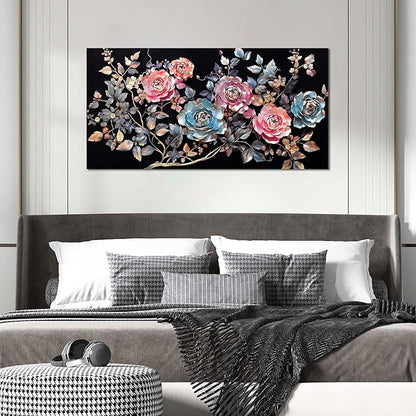 Flower Pictures Wall Decor Living Room Colorful Canvas Wall Art for Office Modern Prints Decor Bedroom Women Size 20" x 40"