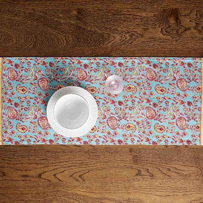 Maison d' Hermine Tablerunners 100% Combed Cotton Premium Table Runner Decorative Table Cover for Home, Kitchen, Dining, Parties & Camping, Lauris , Double Layer - (14.5"x72")