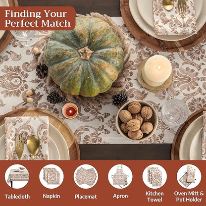 Maison d' Hermine Table Runner 100% Cotton Double Layer Table Runners 72 inches Long for Thanksgiving Christmas Decorations Home Kitchen Dining Party Wedding (Allure, 14.5" x 72")