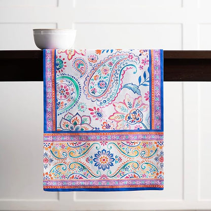 Maison d' Hermine Table Runner 100% Cotton Single Layer Table Runners 72 inches Long Decorative for Home Kitchen Dining Party Wedding Bridal Shower Spring Summer (Indian Floral, 14.50" x 72")