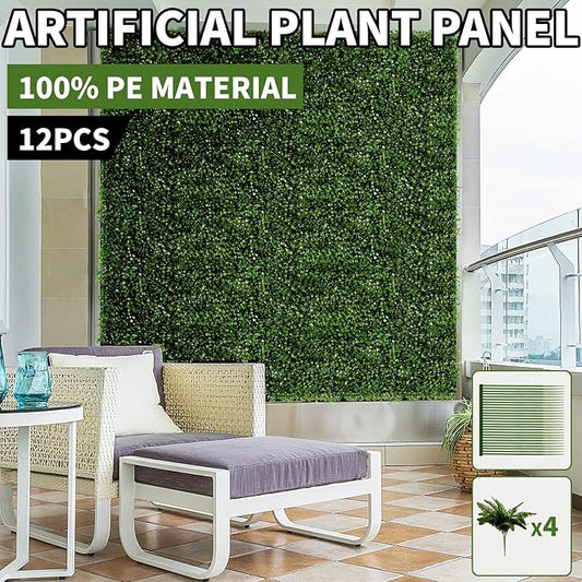 12 Pieces 24"x 16" Artificial Boxwood Panel, Grass Wall Panel, Boxwood Hedge Wall Panels UV Protected Suitable for Artificial Green Wall Decor, Fence Garden Wedding Backyard Decor