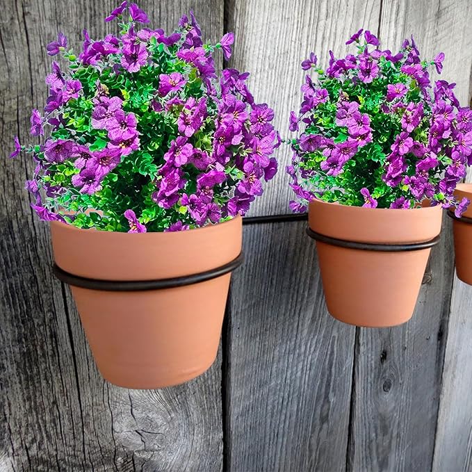 2 Pcs Artificial Boxwood Topiary Ball Trees - Purple 23" with Ground Spike, Weather Proof UV Resistant Faux Greenery Shrubs Bushes for Porch, Garden, Front Yard Decor, Indoor/Outdoor Planters