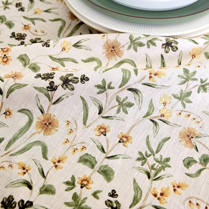 Solino Home 100% Pure Linen Table Runner 132 Inches Long - Multicolor Floral Print Table Runner 14 x 132 Inch - Handcrafted and Machine Washable - Fall Botanical Print