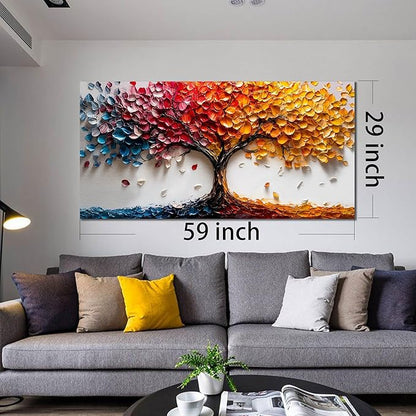 Colorful Tree Wall Pictures for Living Room - Modern Canvas Wall Art for Office - Bedroom Wall Decor for Women Size 29" x 59"