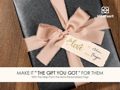 Vitalizart Black Wrapping Paper Set 17" Pearly-Lustre With Silk Like Satin Ribbon & Gift Tags Recyclable Christmas Gift Wrapping Birthday Baby Shower Wedding Handmade Crafts 197"(16.4 Ft)