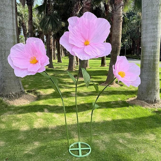 5.9 Ft Large Paper Artificial Flowers,Giant Flowers for Decoration,Standing Huge Handcrafted Poppy Flowers for Garden,Hotel,Office,Photography Props,Wedding,Art Gallery,Shop Window Display(Pink)