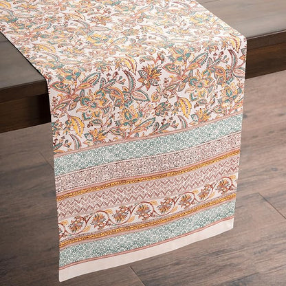 Maison d' Hermine Table Runner 100% Cotton Single Layer Table Runners 72 inches Long for Thanksgiving Christmas Decorations Home Kitchen Dining Party Wedding (Nila, 14.5" x 72")